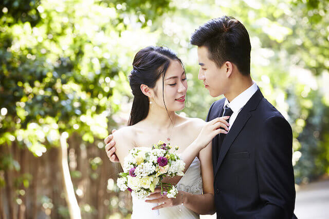happy wedding couple